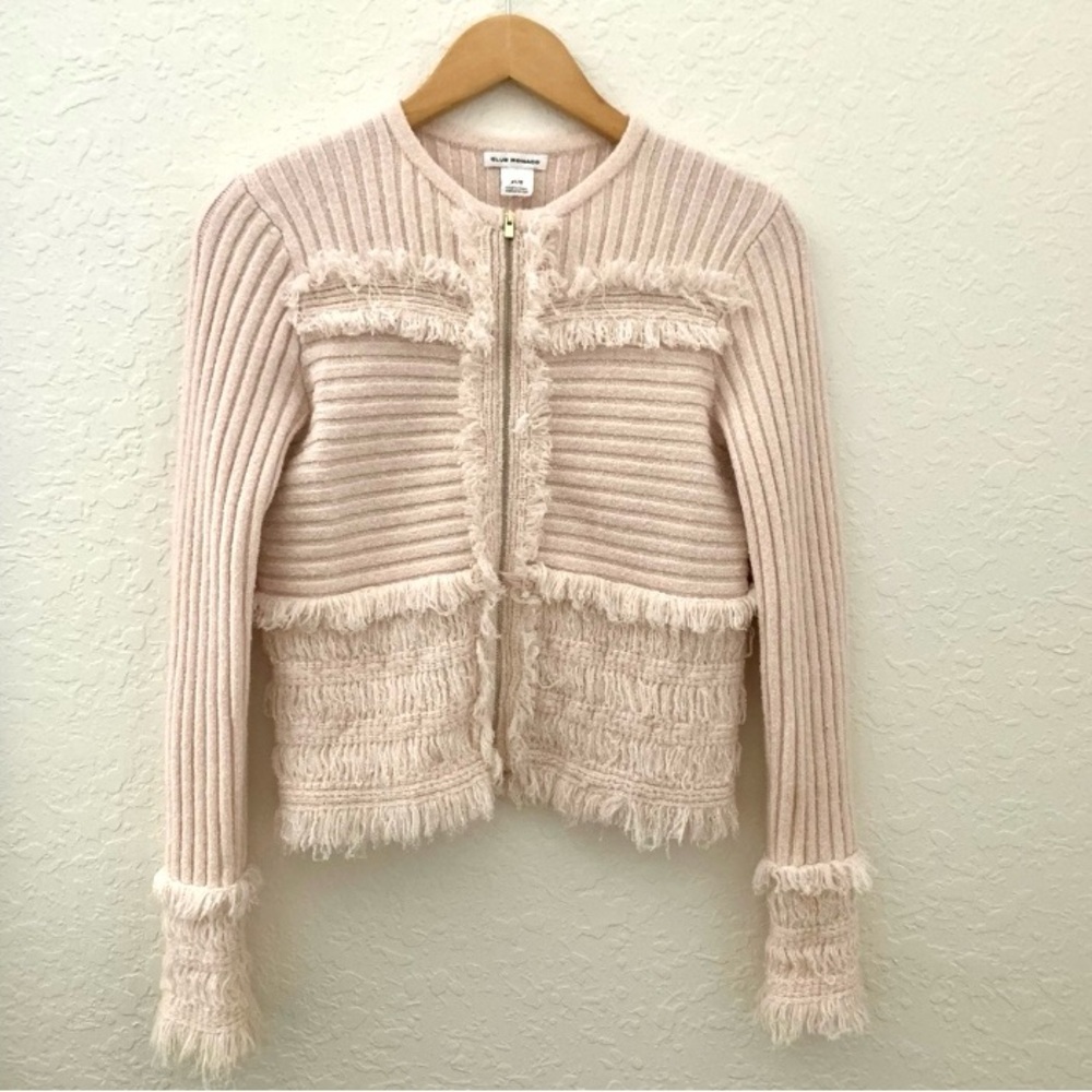 Club Monaco Wool Pale Pink fringe Sweater